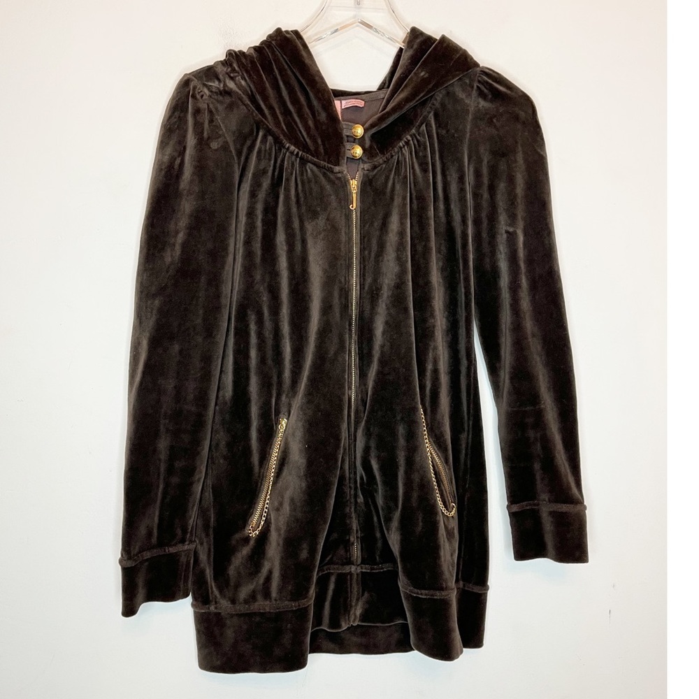 Juicy Couture Y2K Hoodie Hooded Velvet Long Track Jacket